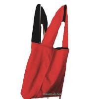 dekorative Stofftasche in rot mit anthrazit, kleine Handtasche, Unikat Bild 3