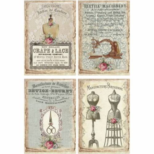 Reispapier - Motiv Strohseide - A4 - Decoupage - Vintage - Shabby - Sewing Labels - 19050