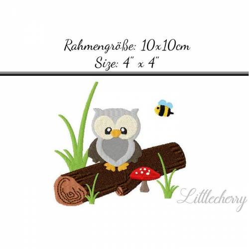 Stickdatei "Eule am Baumstamm" 10x10