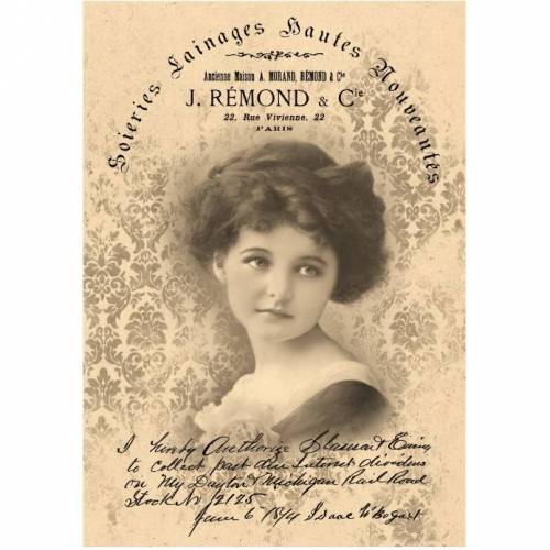 Reispapier - Motiv Strohseide - A4 - Decoupage - Vintage - Girl - Mädchen - 19097