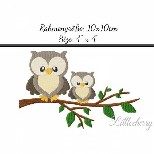Stickdatei "Eulen am Ast" 10x10