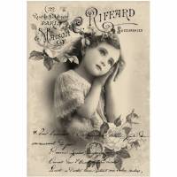 Reispapier - Motiv Strohseide - A4 - Decoupage - Vintage - Girl - Mädchen - 19096 Bild 1