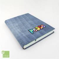 Notizbuch, Peace, DIN A5, Jeans, Tagebuch, Ideenbuch, Recycling, 150 Blatt Bild 1