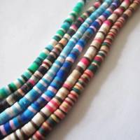 Heishi Perlen, Polymer Clay, Scheiben 4 mm x 1 mm,mehrfarbig,1 Strang