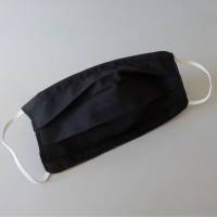 Alltagsmaske, Mund-Nase-Abdeckung, schwarz, innen schwarz-lila gestreift, 2 lagig, Baumwolle, waschbar Bild 1