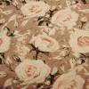 French Terry Sommersweat zartrose rosa Rosen auf taupe Blumen Meterware Mädchen und Frauen nähen Hoody Kleider Bild 2