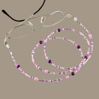 Brillenkette Damen Glasperlen rosa-pink-lila Bild 1