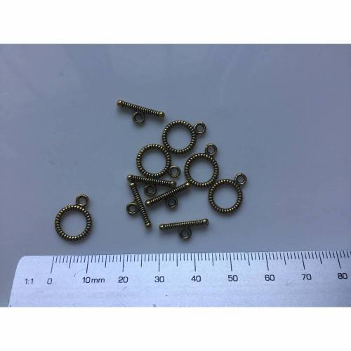 Knebelverschluss messingfarben 5 Stück