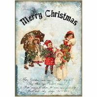 Reispapier - Motiv Strohseide - A4 - Decoupage - Vintage - Weihnachten - Merry Christmas - 19108 Bild 1