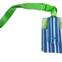 Handytasche zum umhängen mit Steckschnalle und Band - blau grün Bild 1