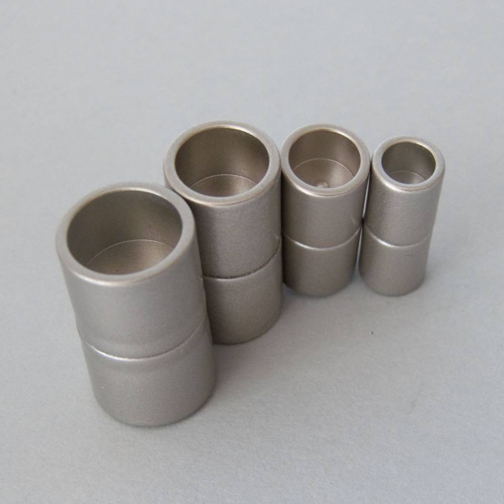 Magnetverschluss Zylinder, Farbe silber matt, edelstahl, Bohrung 6, 8, 10 oder 12 mm, für die Schmuckherstellung, zum Einkleben, Kettenverschluss  Bild 1