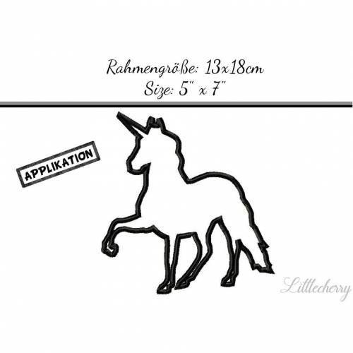 Stickdatei Applikation "Einhorn Silhouette" 13x18