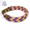 Hundehalsband verstellbar gelb, lachs, pink, blau, lila mit Leder und Schnalle Bild 2