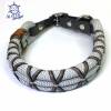 Hundehalsband verstellbar silbergrau Fischernetzoptik mit Leder und Schnalle Bild 4