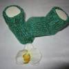 Baby Mützchen (KU bis 38 cm)  und Söckchen grün/maigrün/türkis meliert, ein Geschenk zur Geburt, Taufe....... Bild 6