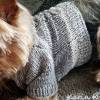 XS Mini- Hunde- Pullover Zopfmuster Grau Weiß Farbverlauf gestrickt Bild 1