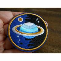 Planet Saturn Ø 6 cm   Patch zum Aufbügeln Weltall Universum Applikation Bild 1