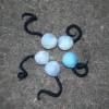 Katzenspielzeug Spielball mit Glöckchen handgefilzt blau meliert Bild 2
