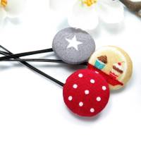 3er-Set Haarklammern Haarnadeln cupcake Stern Punkte rot grau bunt Geschenk Mitbringsel Bild 1