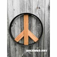 Rustikales Peace-Zeichen aus Metall und Holz Bild 1