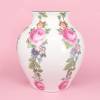 Bauchige weiße Porzellan Vase mit Blumenranken Bild 2