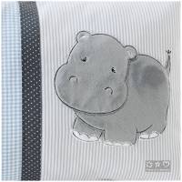 Kissen 30cmx40cm hellblau/grau mit Doodlestickerei Hippo Bild 2