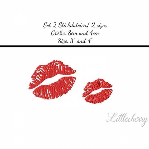 Stickdatei Set "Kussmund" 8cm und 4cm