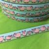 5m Webband Glücksschweinchen rosa/grün/bleu Bild 5