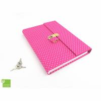 Tagebuch abschließbar, pink weiße Punkte, 150 Blatt, DIN A5, handgefertigt Bild 1