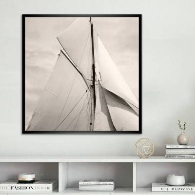 Schiffe Segel der Yacht Colonia 1893 Kunstdruck Poster ungerahmt -  s/w sepia Fotografie - abstrakt -  Vintage