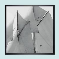 Segel der Yacht Ariel 1894 - Kunstdruck Poster ungerahmt -  Fotokunst - schwarz-weiss Fotografie - abstrakt -  Vintage Bilder - Kunst Druck Bild 1
