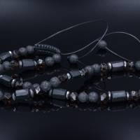 Edelsteinen Herren Halskette aus Smoky Quarz Turmalin Lavastein und Hämatit, Länge 51 cm Bild 7