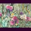 Wildblumenwiese Aquarellbild handgemalt in rosa, weiß, gelb, grün und lila 18 x 24 cm in Querformat Bild 2