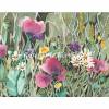 Wildblumenwiese Aquarellbild handgemalt in rosa, weiß, gelb, grün und lila 18 x 24 cm in Querformat Bild 4