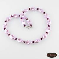 Halskette Perlenkette für Frauen aus gedrehten Glaswachsperlen 47,5 cm lila-flieder Bild 2