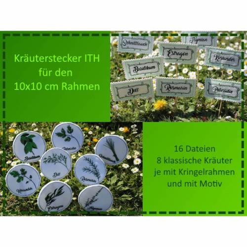 Stickdatei Kräuterstecker ITH Set - 10x10 cm