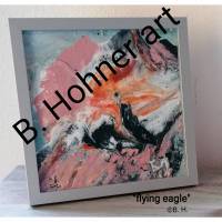 Acryl pouring art "flying eagle" im grauen Holzrahmen Bild 1