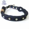 Hundehalsband, Schmuckhalsband, verstellbar blau Strass mit Leder und Schnalle Bild 6
