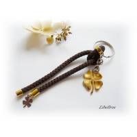 Schlüsselanhänger aus Segelseil/Segeltau mit Kleeblatt - Anhänger Klee,Glücksbringer,modern,trendy,edel - Geschenk Bild 1