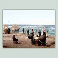 An der Nordsee um 1890 - Leinwandbild Kunstdruck, Strand, Meer, Vintage Art, aufhängfertiges Wandbild Bild 1