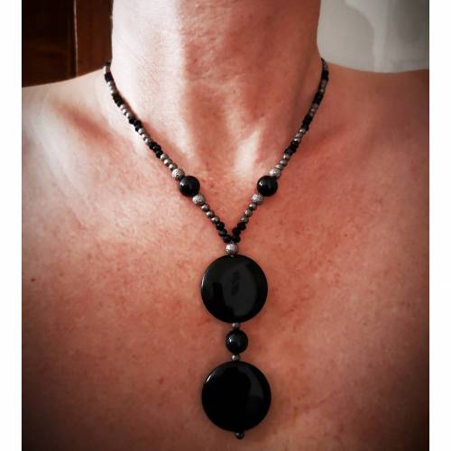 Kette ,Halskette, Damenkette,Statemant-Kette, Collier, Onyx, opulent, Eyecatcher