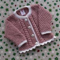 Pullover mit Zopfmuster ab Größe 62/68 bis Größe 92/98 rosa weiß pullover strickjacke mädchen kleidung dirndl kleid Bild 1
