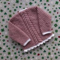 Pullover mit Zopfmuster ab Größe 62/68 bis Größe 92/98 rosa weiß pullover strickjacke mädchen kleidung dirndl kleid Bild 2
