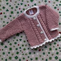 Pullover mit Zopfmuster ab Größe 62/68 bis Größe 92/98 rosa weiß pullover strickjacke mädchen kleidung dirndl kleid Bild 3