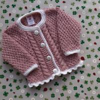 Pullover mit Zopfmuster ab Größe 62/68 bis Größe 92/98 rosa weiß pullover strickjacke mädchen kleidung dirndl kleid Bild 5