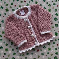 Pullover mit Zopfmuster ab Größe 62/68 bis Größe 92/98 rosa weiß pullover strickjacke mädchen kleidung dirndl kleid Bild 9