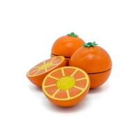 Orange zum Schneiden aus Holz, 2 Stück, Kaufladenzubehör Bild 3