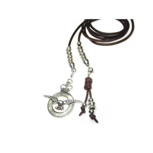 Lässige Lederkette lang braun