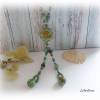 Lange Perlenkette mit runder Glasperle "Blumige Freude" - Bettelkette - nostalgisch,trendy,antiker Stil,boho - türkis,aqua,braun,creme Bild 3