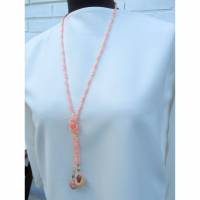 Lange Halskette rosa mit echten Muscheln zum Knoten Bild 2
